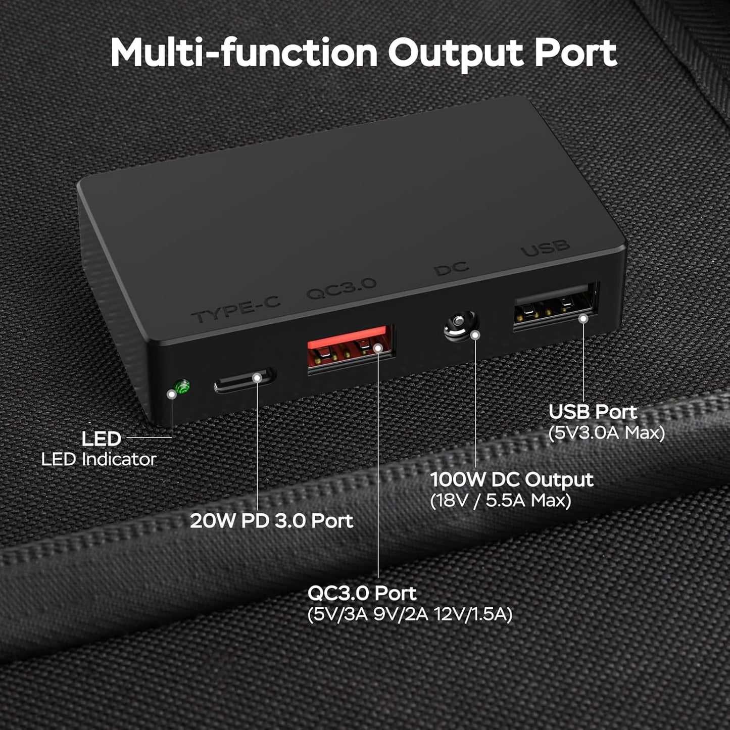 100W Portable Solar Panel 100 Watt Foldable Solar Panel Charger for Power Station, USB/DC Devices 18V Output(10 Connectors) >23% High Efficiency IP68 Waterproof for Camping Outdoor RV Cloudy