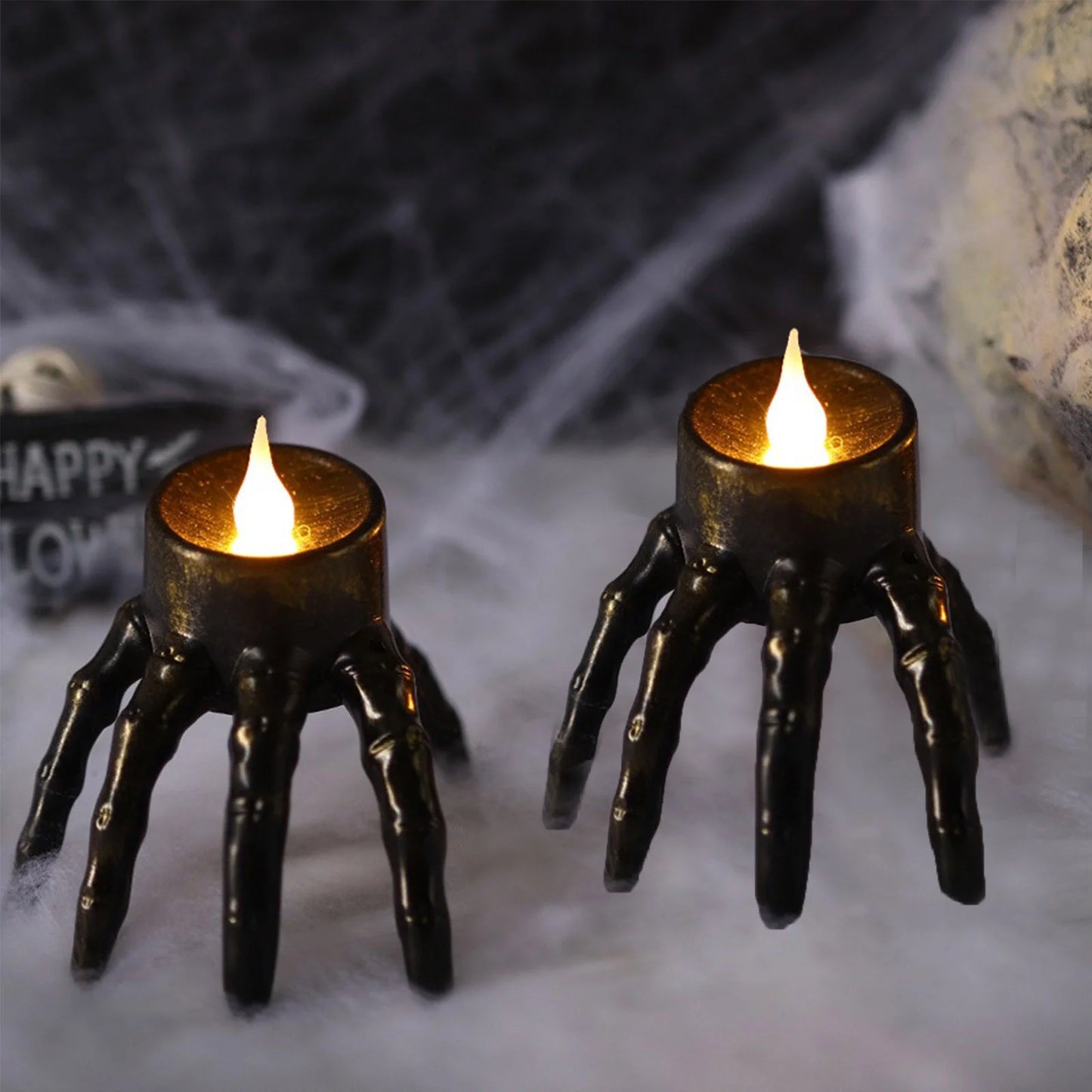 Halloween Skeleton Lights Decorations, Halloween Candles Lamp Decoration Ornament Indoor Outdoor, LED Spooky Skeleton Hand Candle, Flameless Candle for Home outside Yard Lawn Garden Party