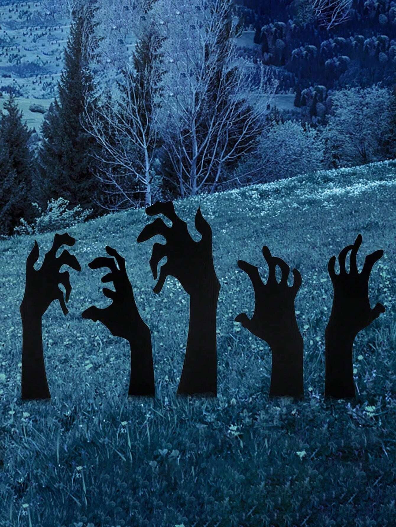 5PCS Scary Halloween Yard Decorations, Black Halloween Handmade Lawn Stakes, Suitable for Halloween Silhouette Yard Decorations, Halloween Sidewalk Signs, Outdoor Halloween Yard Decorations
