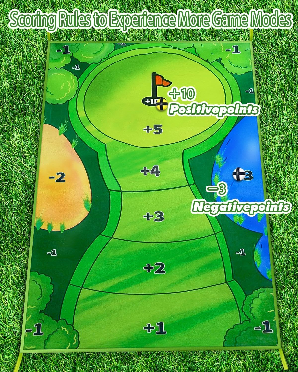 Casual Golf Game Set - Includes Golf Game Mat, 16 Golf Balls, 4 Stakes Available for Outdoor Use, Golf Chipping Mat, Carrying Bag-Mini Golf Course, Golf Training Aid Equipment for Indoor Outdoor Game