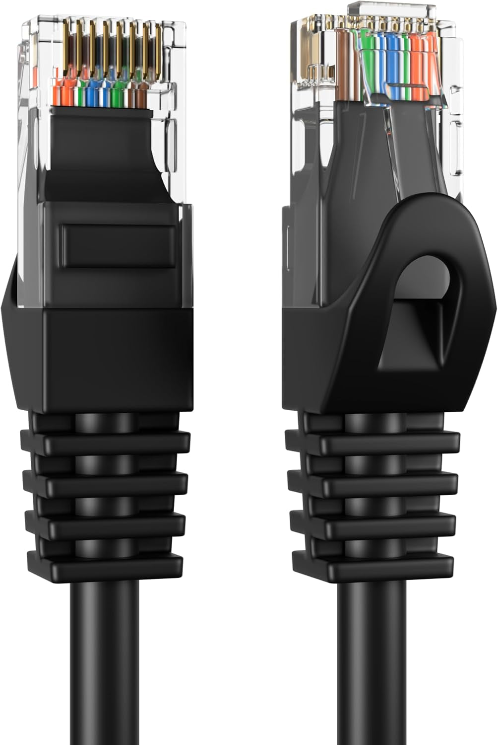 Cat5E 100FT Network Ethernet Patch Cable, 350Mhz Internet Wire, Compatible with PC, Laptop, Modem, Router, Tvs, Printer Cord, Consoles for Home and Office, Black