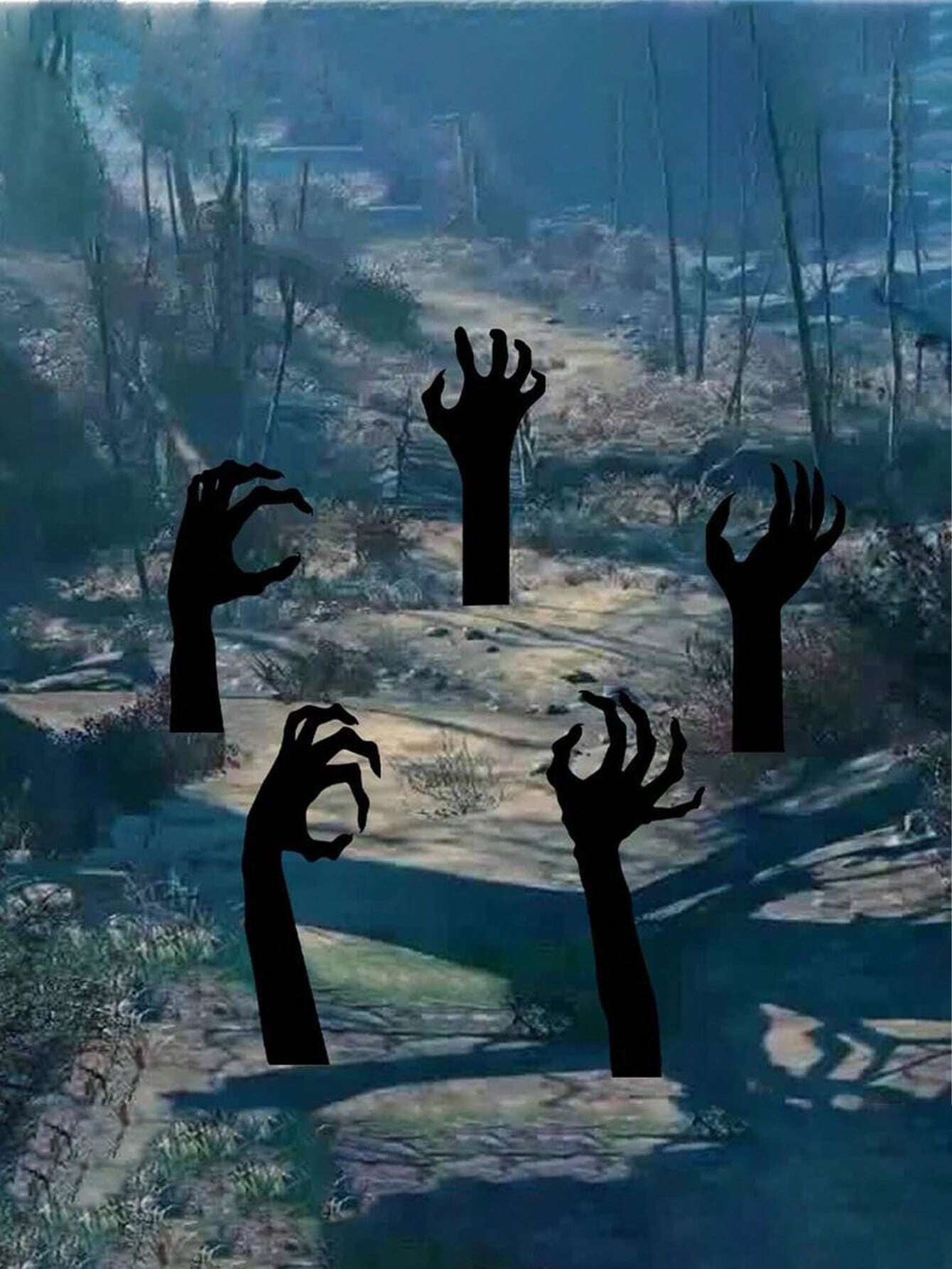 5PCS Scary Halloween Yard Decorations, Black Halloween Handmade Lawn Stakes, Suitable for Halloween Silhouette Yard Decorations, Halloween Sidewalk Signs, Outdoor Halloween Yard Decorations