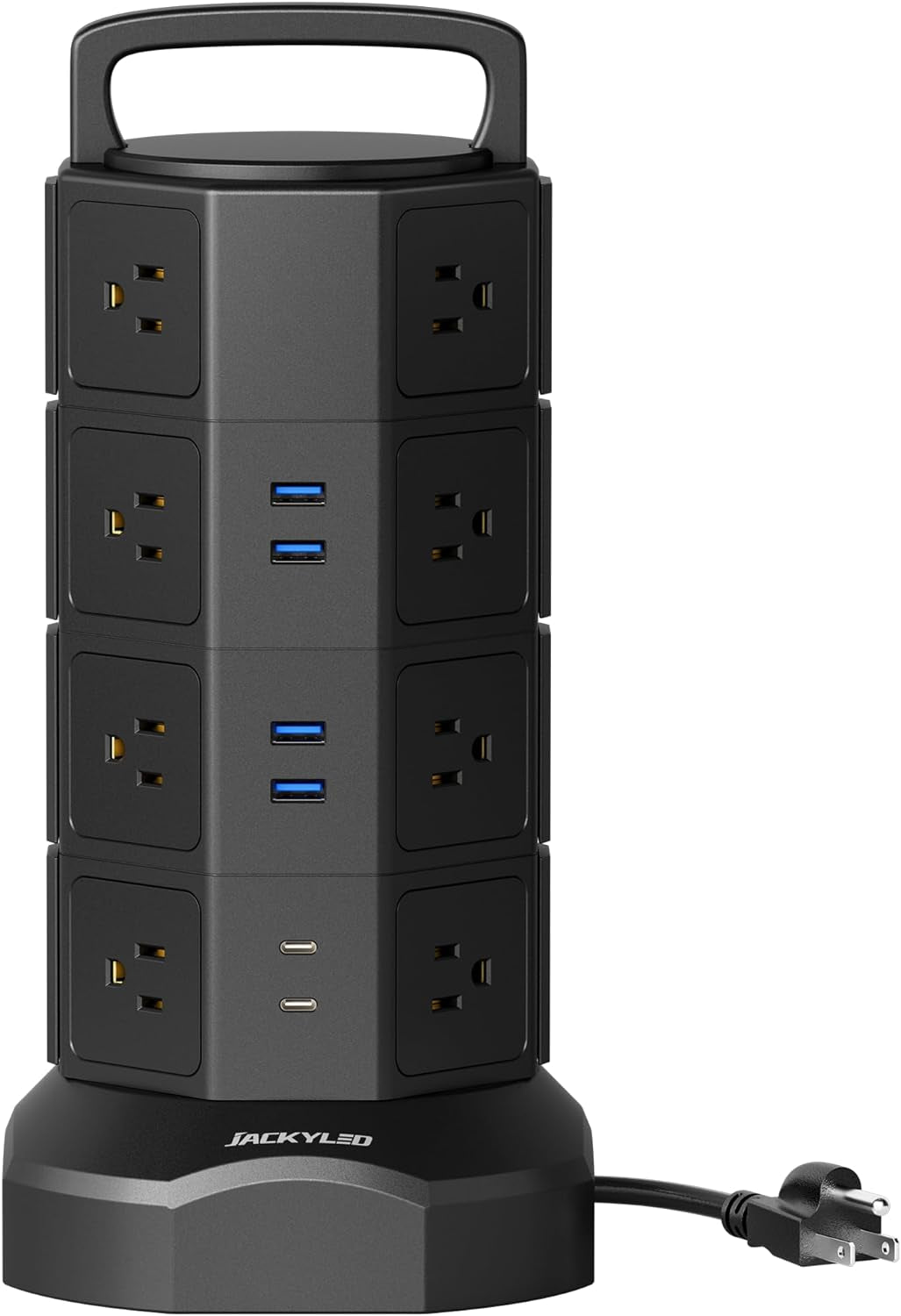 Power Strip Tower Surge Protector, 16 Outlets 6 USB (2 USB C) Charging Station, Extension Cord with Multiple Outlets, 1050J 1625W/13A Outlet Extender 6.5Ft Extension Cord for Home Office
