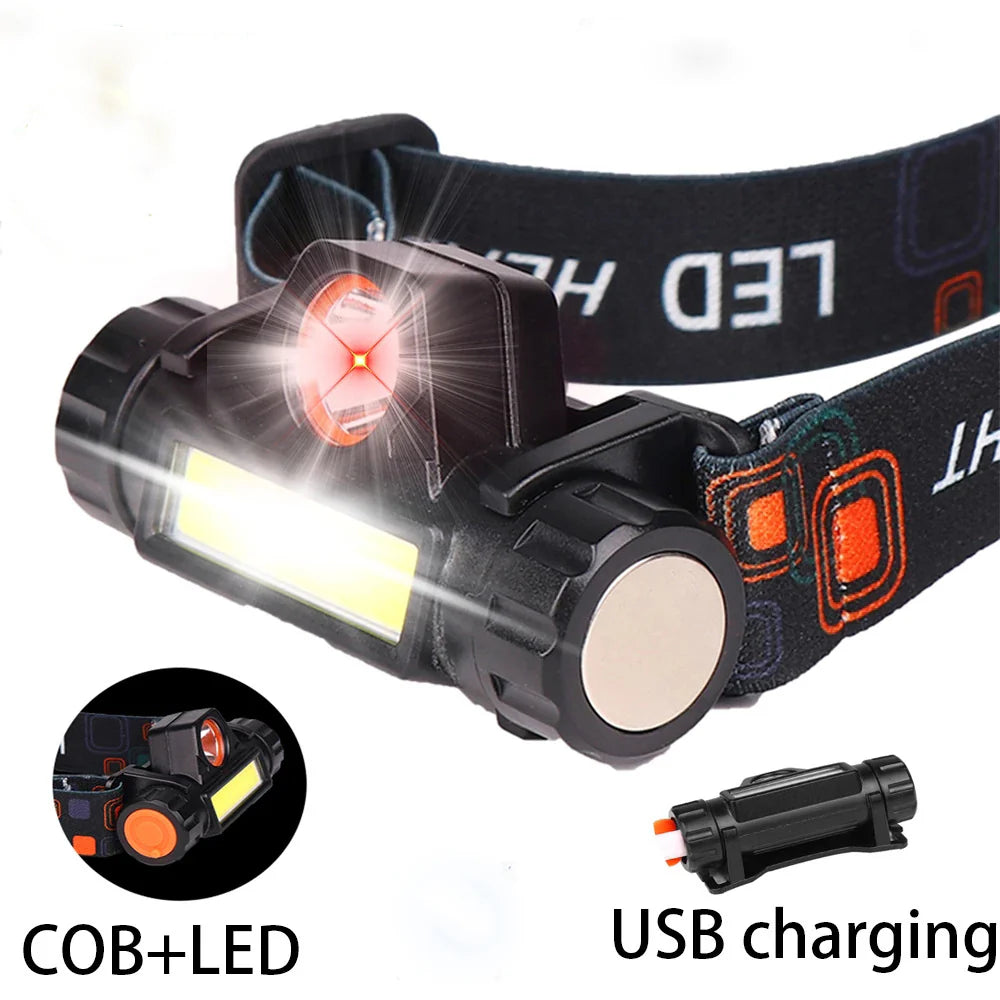 Bright Beam Far-Range Double-Head Usb-Powered Headlamp