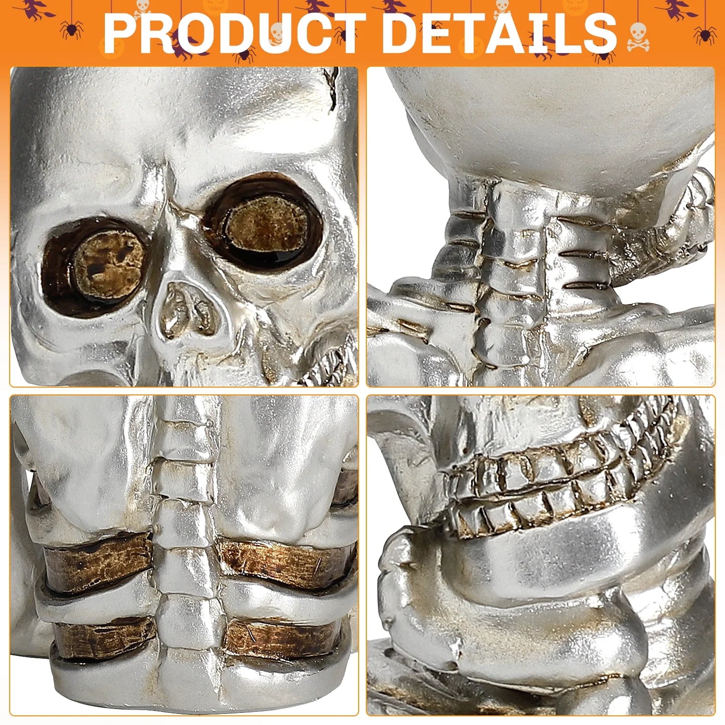 2Pcs Halloween Skeleton Decorations, Thinking Skeleton Halloween Figurines, Halloween Table Decor