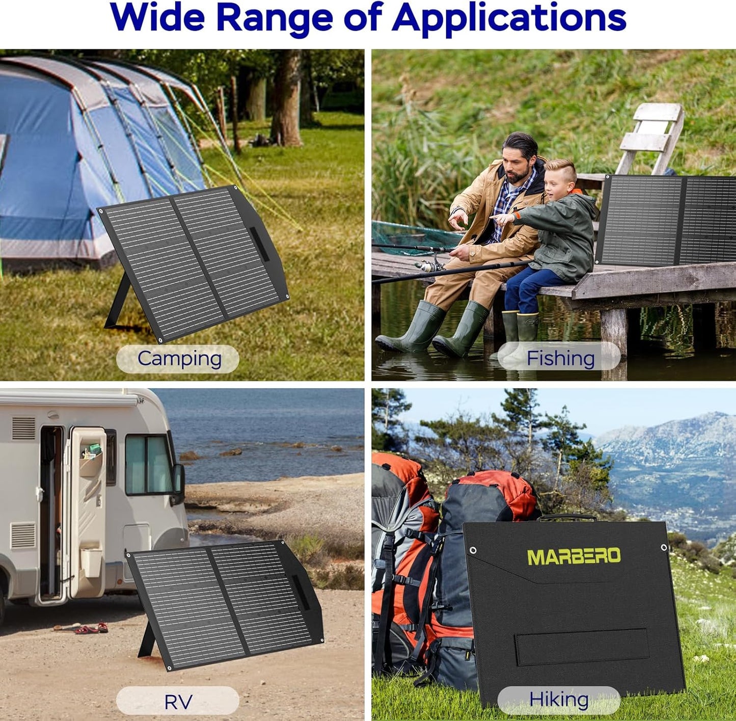 100W Portable Solar Panel 100 Watt Foldable Solar Panel Charger for Power Station, USB/DC Devices 18V Output(10 Connectors) >23% High Efficiency IP68 Waterproof for Camping Outdoor RV Cloudy