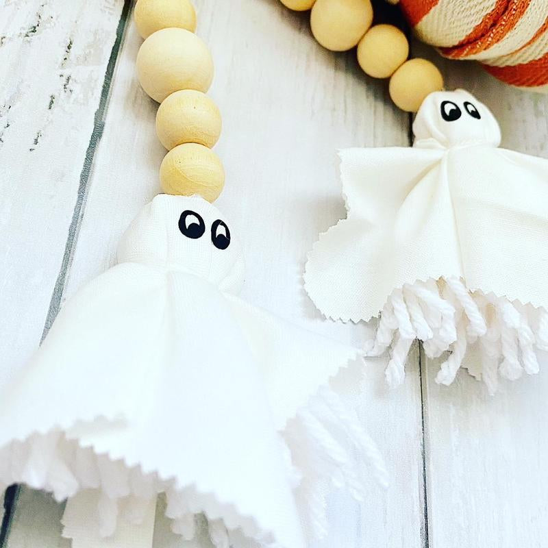 Ghost Halloween Beaded Garland, Halloween Decor, Halloween Farmhouse Bead Garland