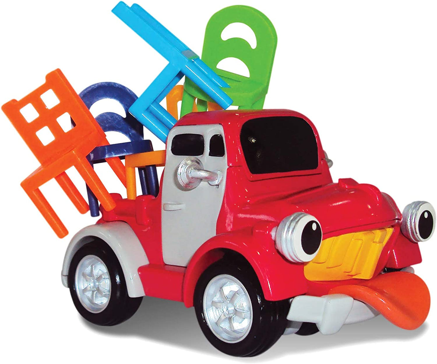 Pick-Up Pete | the Ultimate Chair Stacking Game! Perfect for Remote Family Home Entertainment, Stack Colorful Chairs on Pete the Motorized Pick-Up Truck