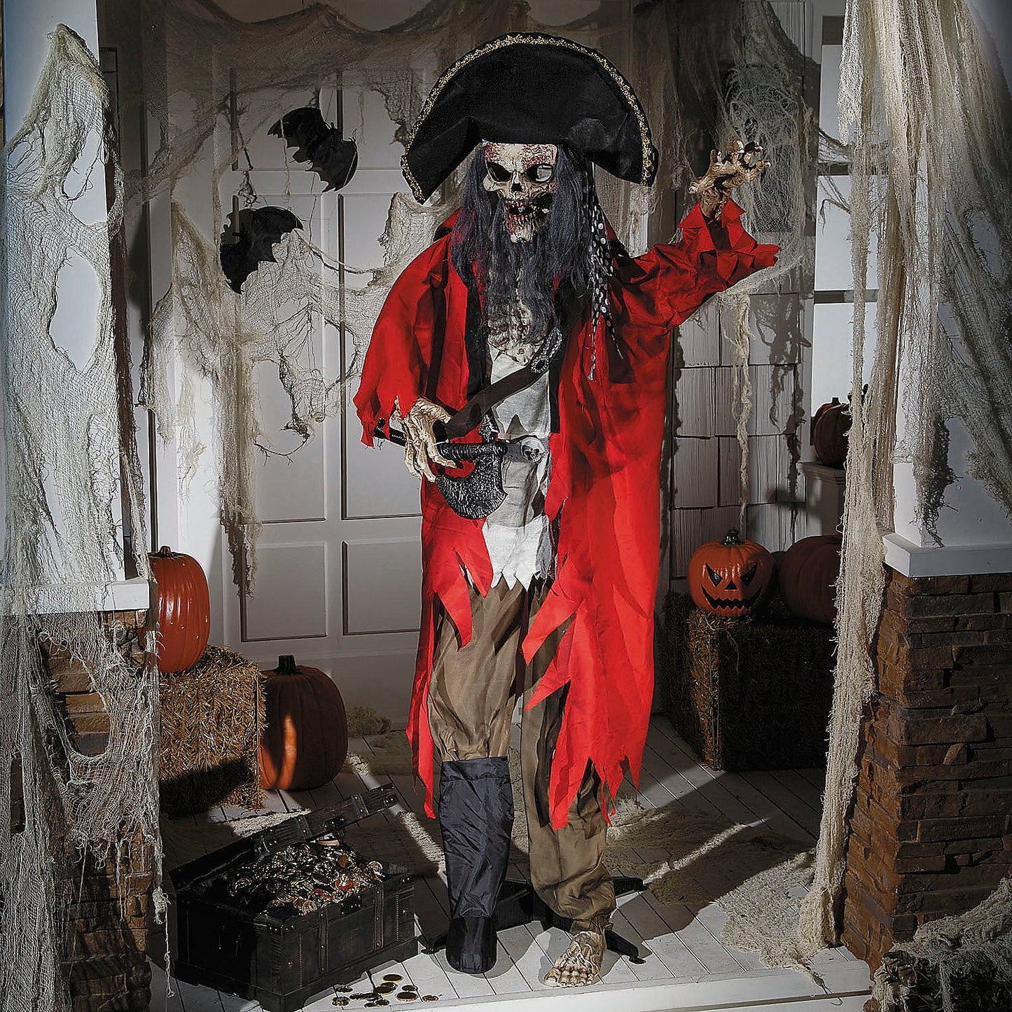 6 Ft. Pire Skeleton Animed Prop Standing Halloween Decorion