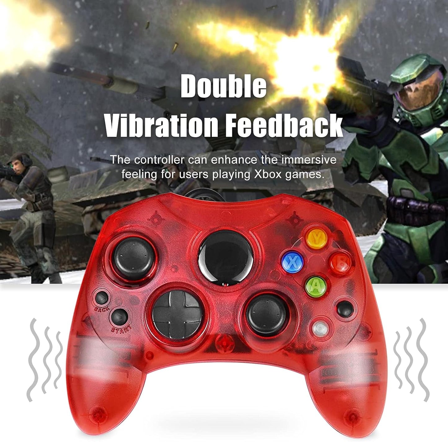 Yioone Controller Replacement for Xbox Controller S-Type/Original Xbox Controller,Classic Controller Compatible with Original Xbox Console(Pack of 2,Black and Ruby Red)