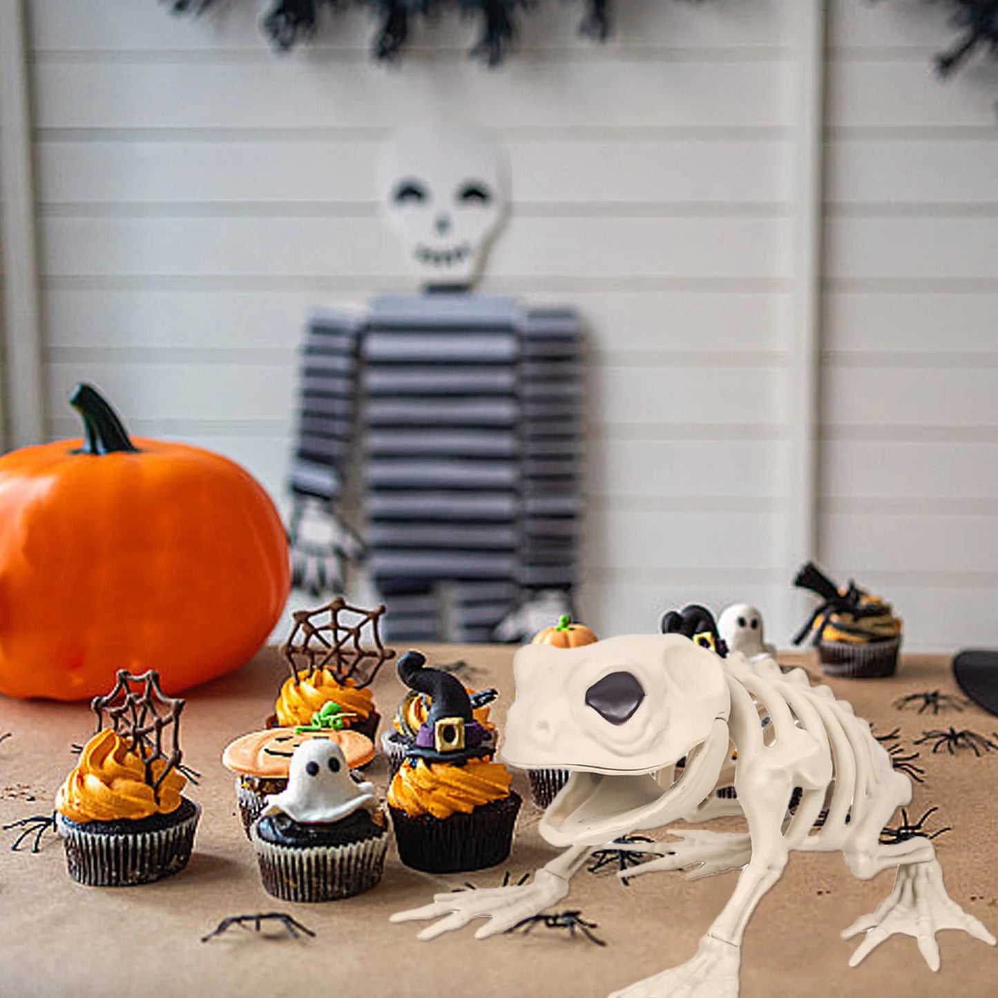 Halloween Decoration Halloween Skeleton Horror Decorations Simulation Animals Skeleton Ornaments Bar Decoration Frogs Skeleton on Clearance
