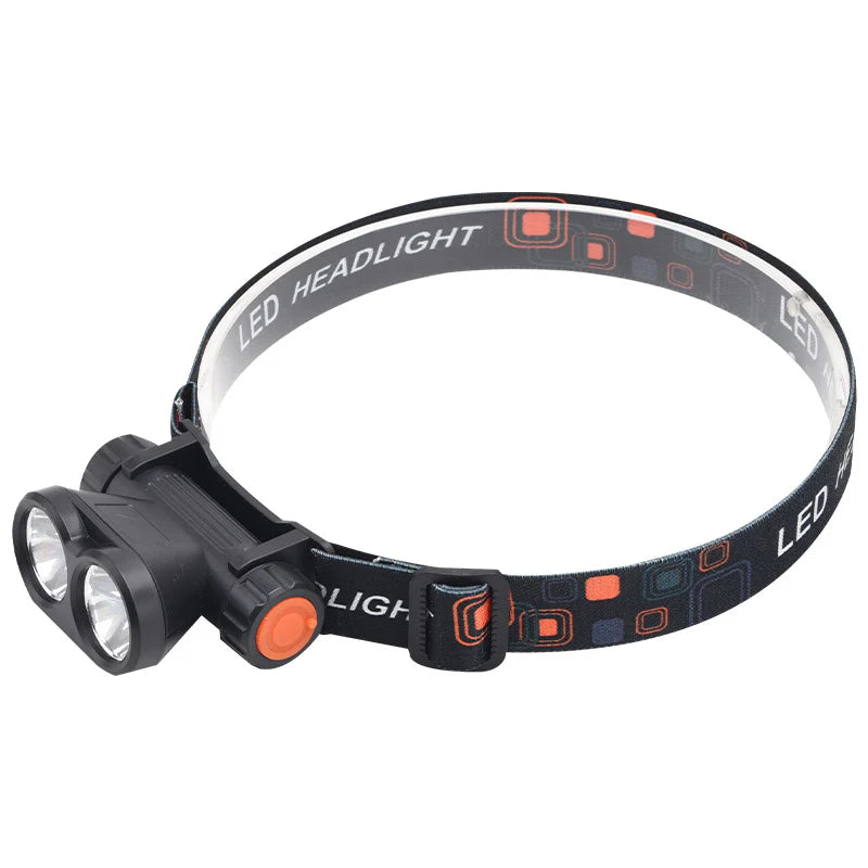 Bright Beam Far-Range Double-Head Usb-Powered Headlamp