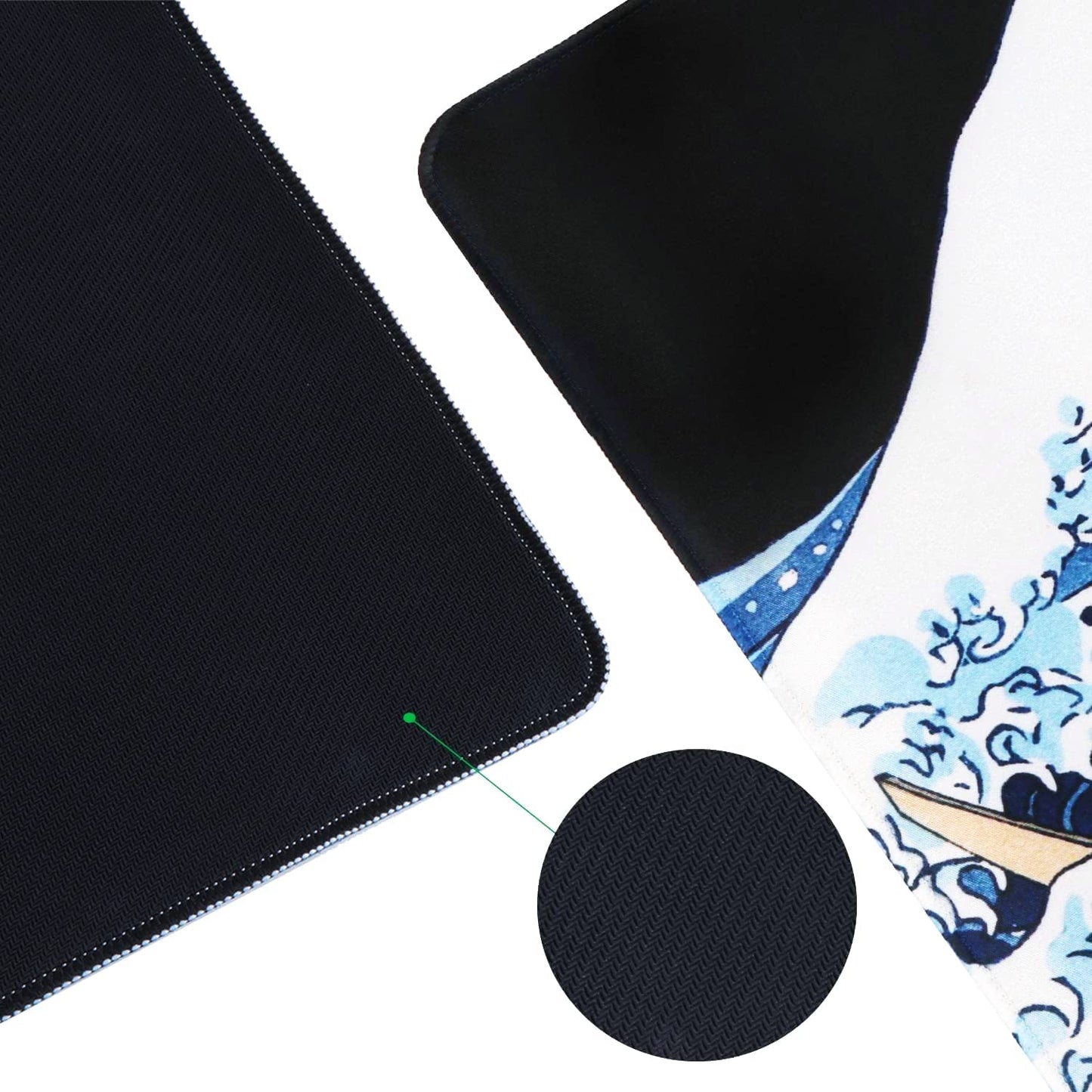 Desk Mat, Big Mouse Pad, XXL Extended Gaming Mouse Pad, Large Mouse Pad for Desk Rubber Base Mousepad with Stitched Edges, Keyboard Mouse Mat for Work, Game, Office, Home - Japanese Sea Wave