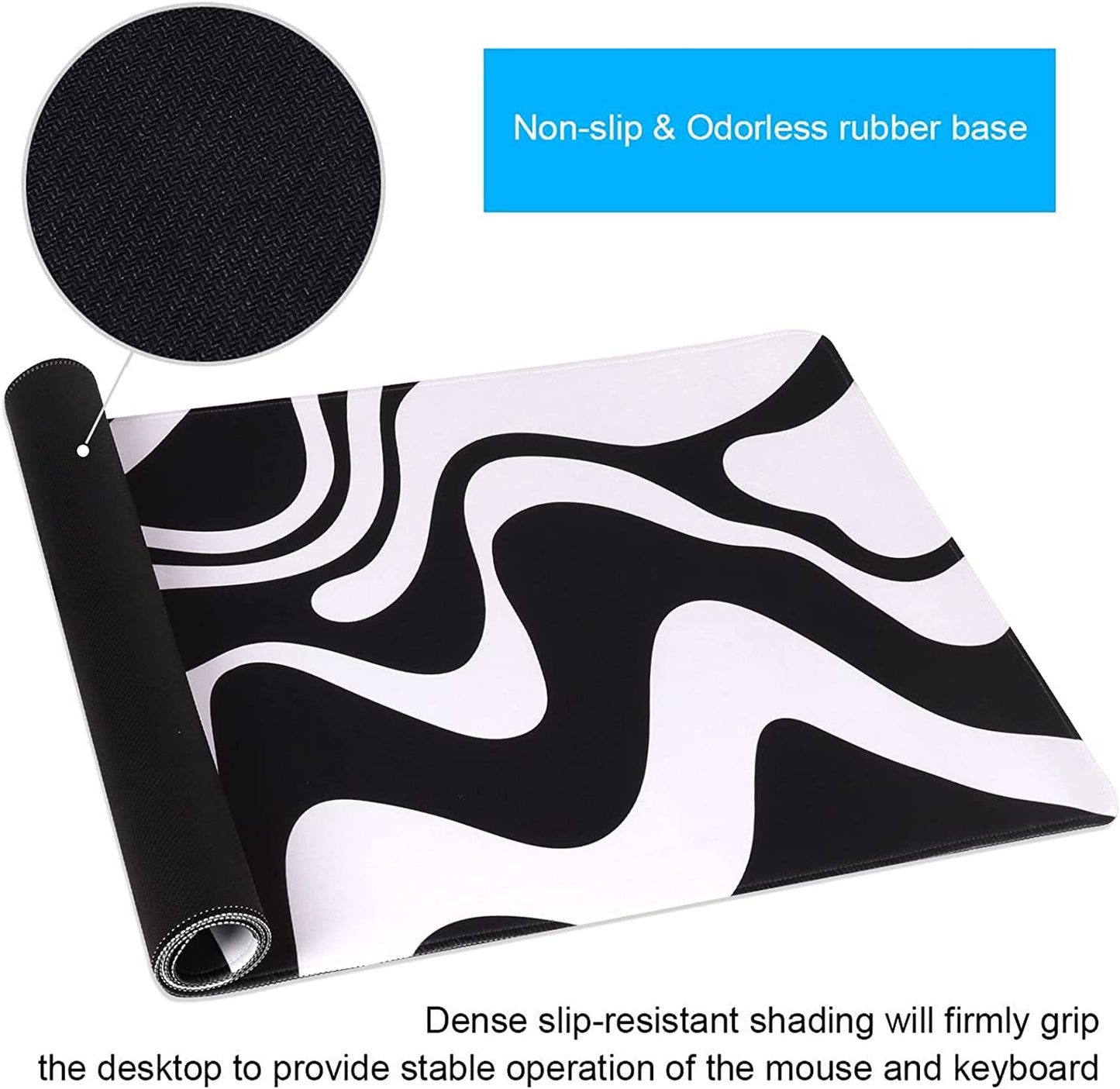 Desk Mat, Extended Gaming Mouse Pad 35.4" X 15.9" XXL Keyboard Laptop Mousepad with Stitched Edges Non Slip Base, Water-Resistant Computer Desk Pad for Office and Home(Abstract)