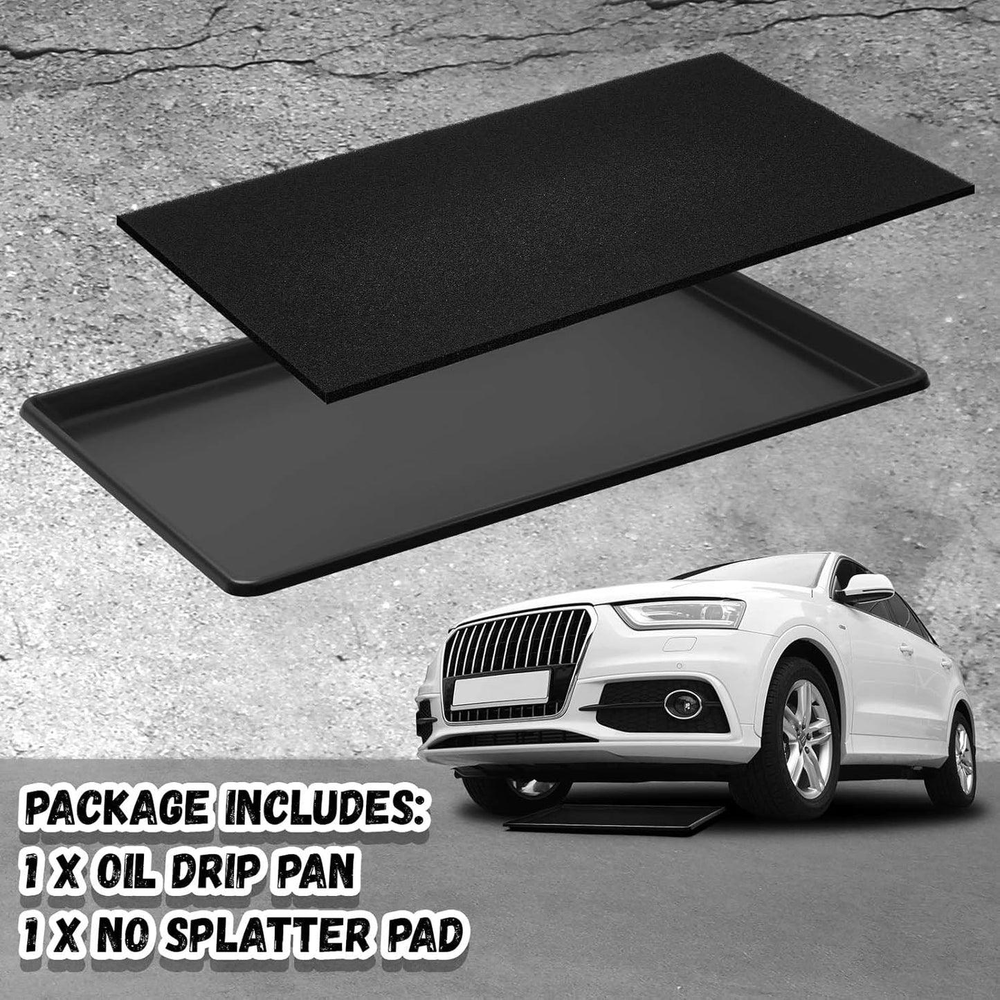 1 Set 35 X 24 X 1.4 Inch Oil Drain Drip Pan for under Car with Square No Splatter Pad Oil Drip Tray Transmission Garage Automotive Driveway to Keep Floor Clean, Black