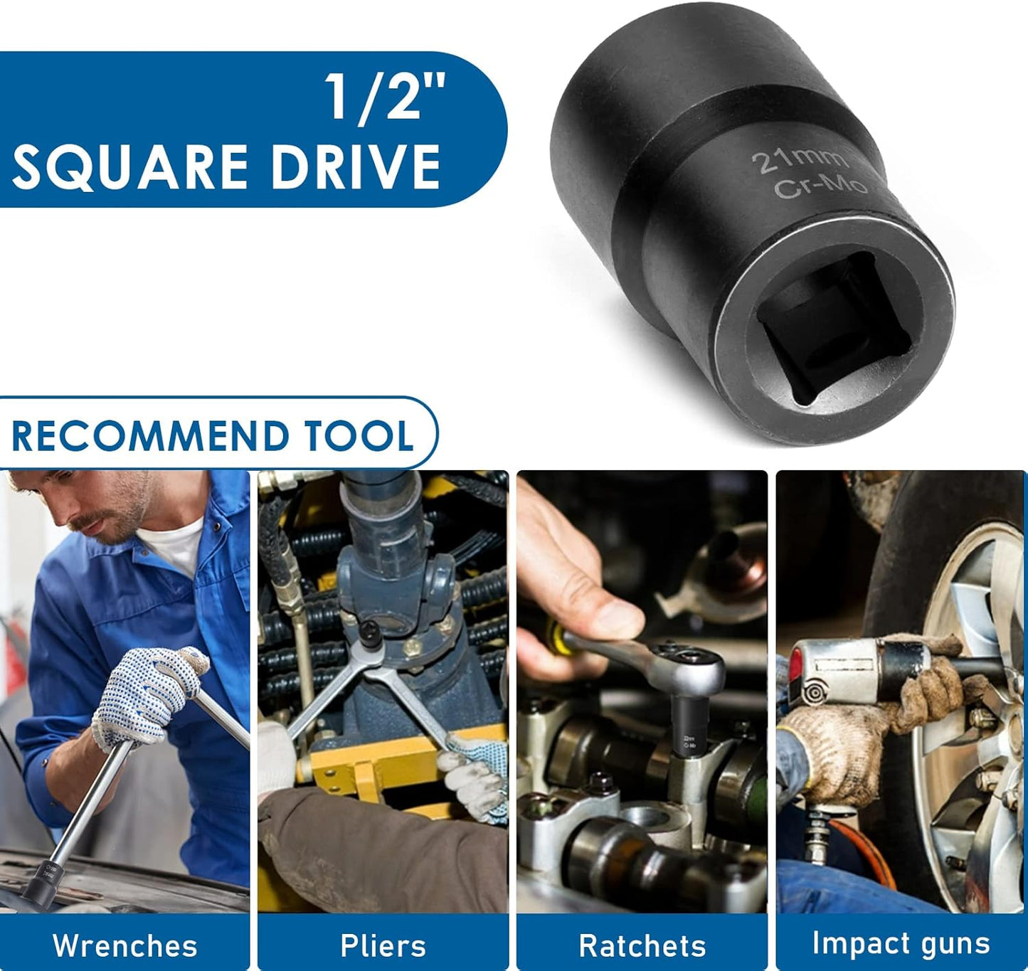 Lug Nut Removal Tool,10 Piece Lug Nut Extractor Set 1/2 Inch Drive, Easy Out Lug Nut Remover for Damaged, Frozen, Studs, Rusted, Rounded-Off Bolts & Nuts Screws