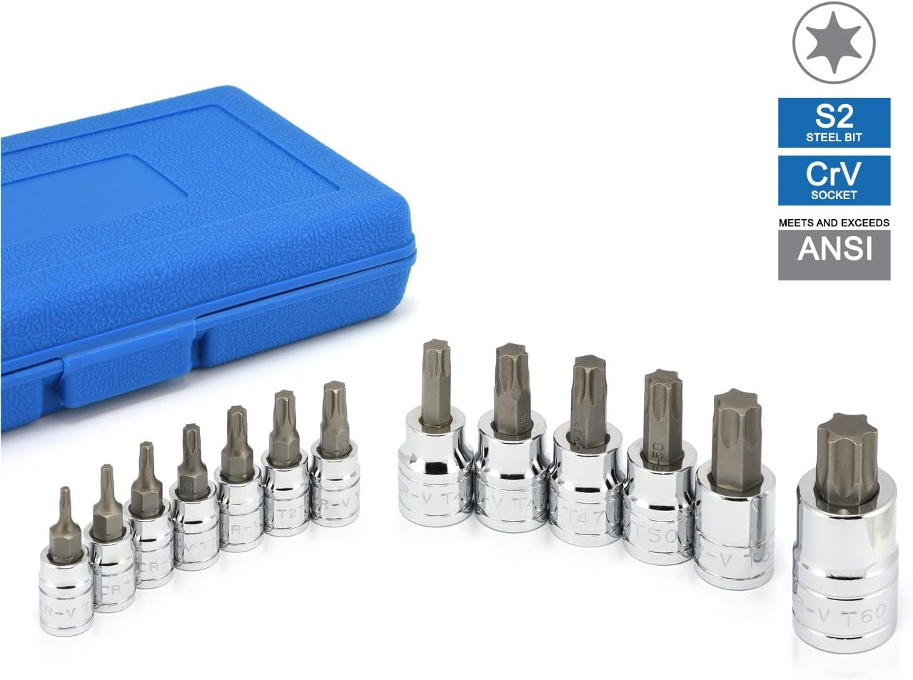 Professional-Grade 13-Piece Torx Bit T-Socket Set