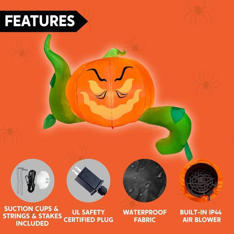 Halloween Window Decoration with Build-In Leds Halloween Inflatable Pumpkin Head with Tentacles Halloween Party Supplies Outside
