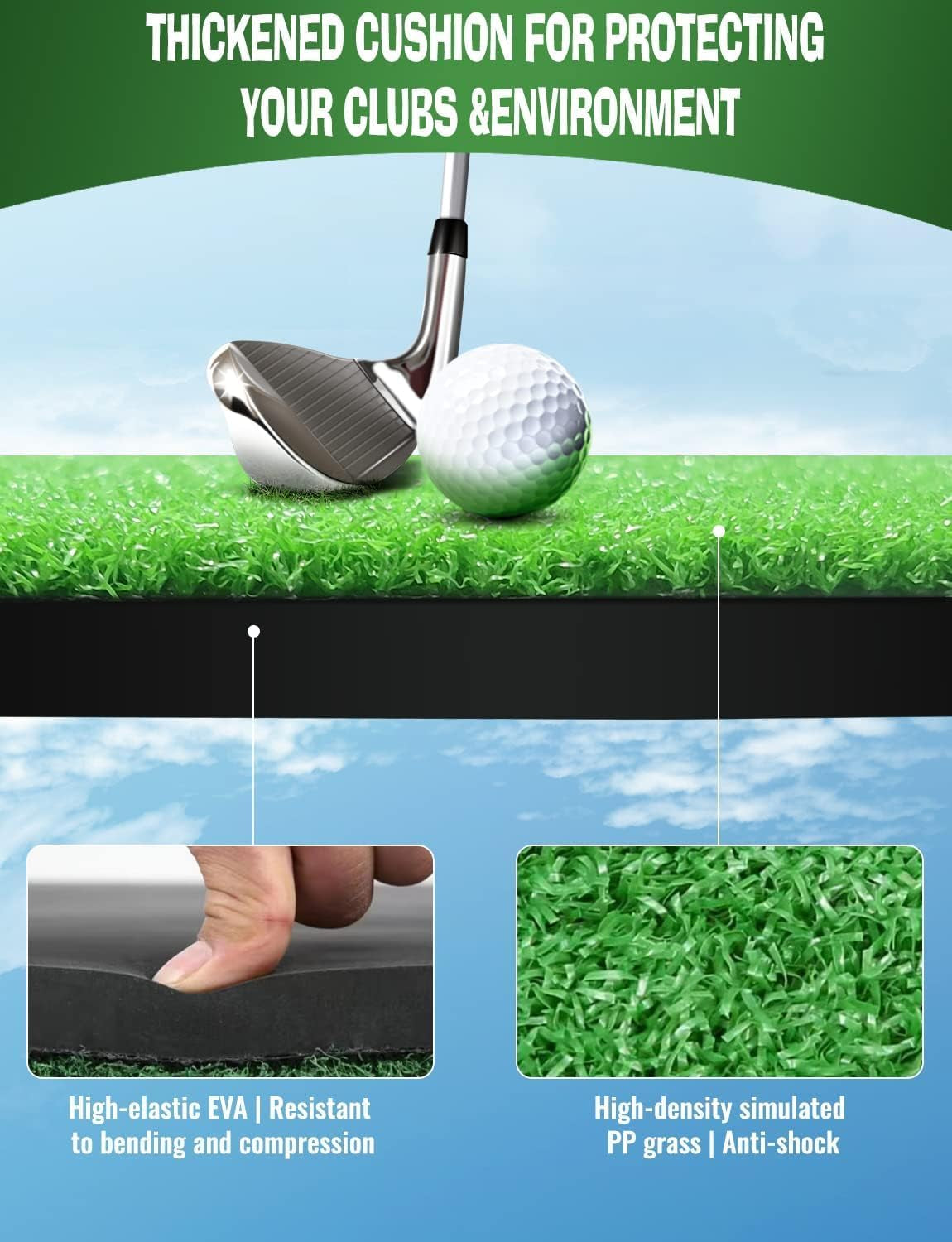 Casual Golf Game Set - Includes Golf Game Mat, 16 Golf Balls, 4 Stakes Available for Outdoor Use, Golf Chipping Mat, Carrying Bag-Mini Golf Course, Golf Training Aid Equipment for Indoor Outdoor Game
