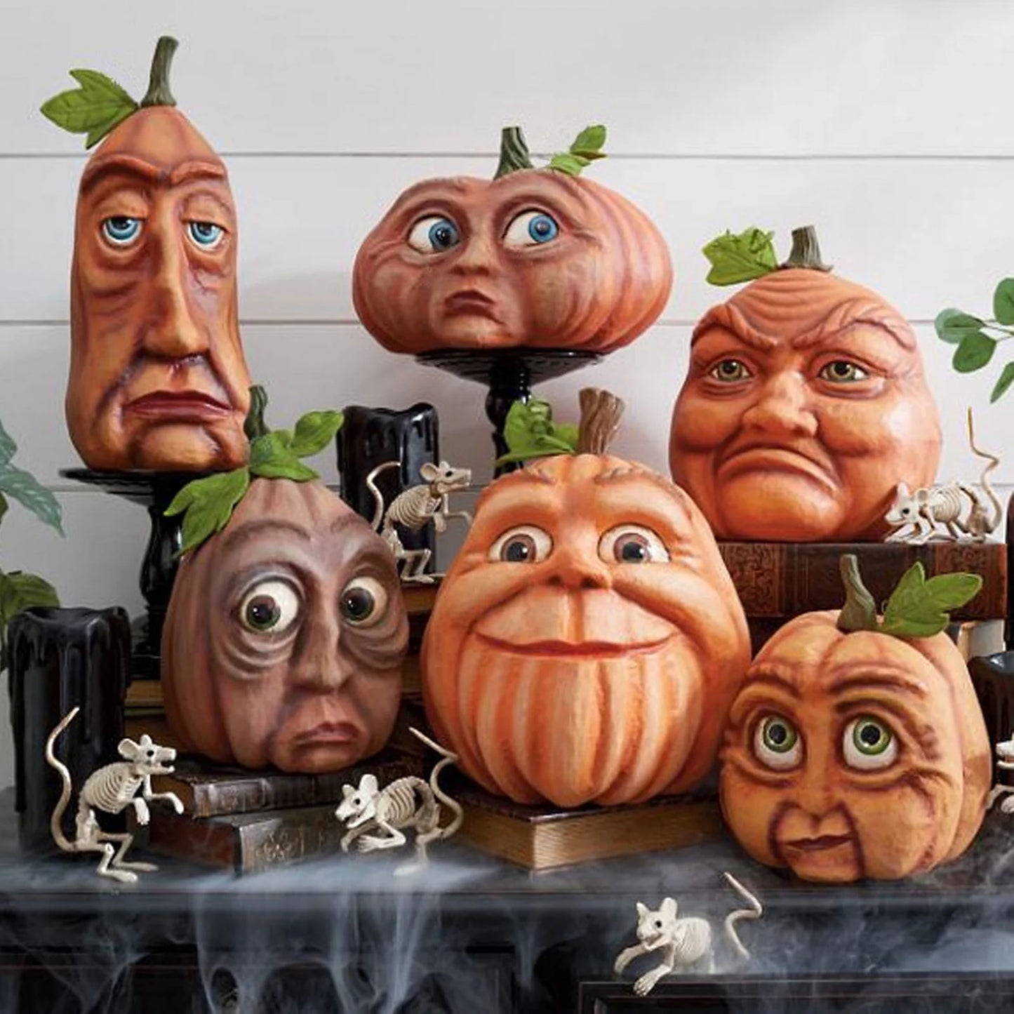 Expressive Pumpkins Fall Decor Funny Face Pumpkins Halloween Pumpkin Decorations Fall Pumpkins Statue Thanksgiving Halloween Decor Home Table Top Decor