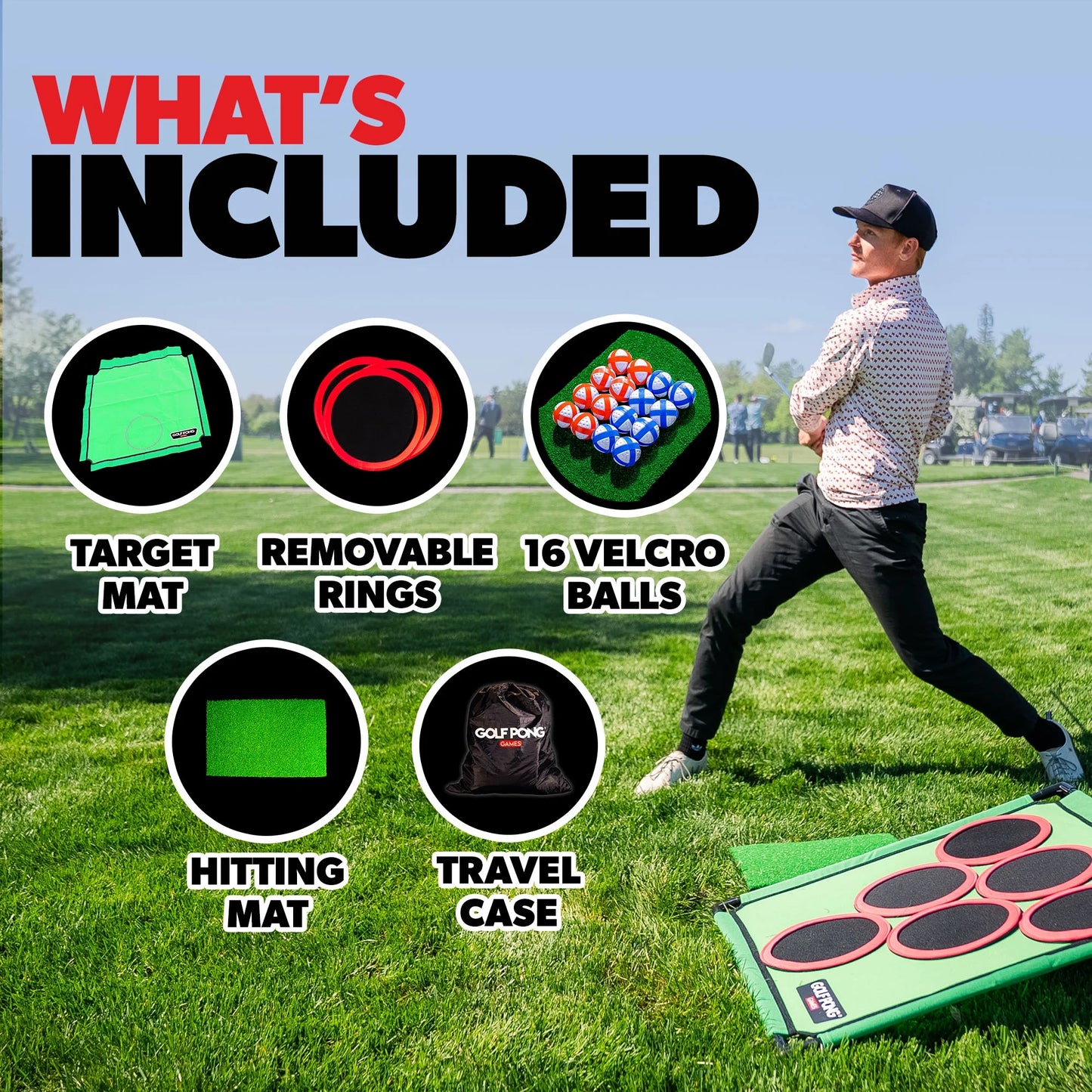 – Backyard Golf Game with 16 Chipping Velcro Balls & Mat, Yard and Outdoor Games Family, Indoor Golf Set for Home, Beach or Party, Lawn Games for Family Outdoor