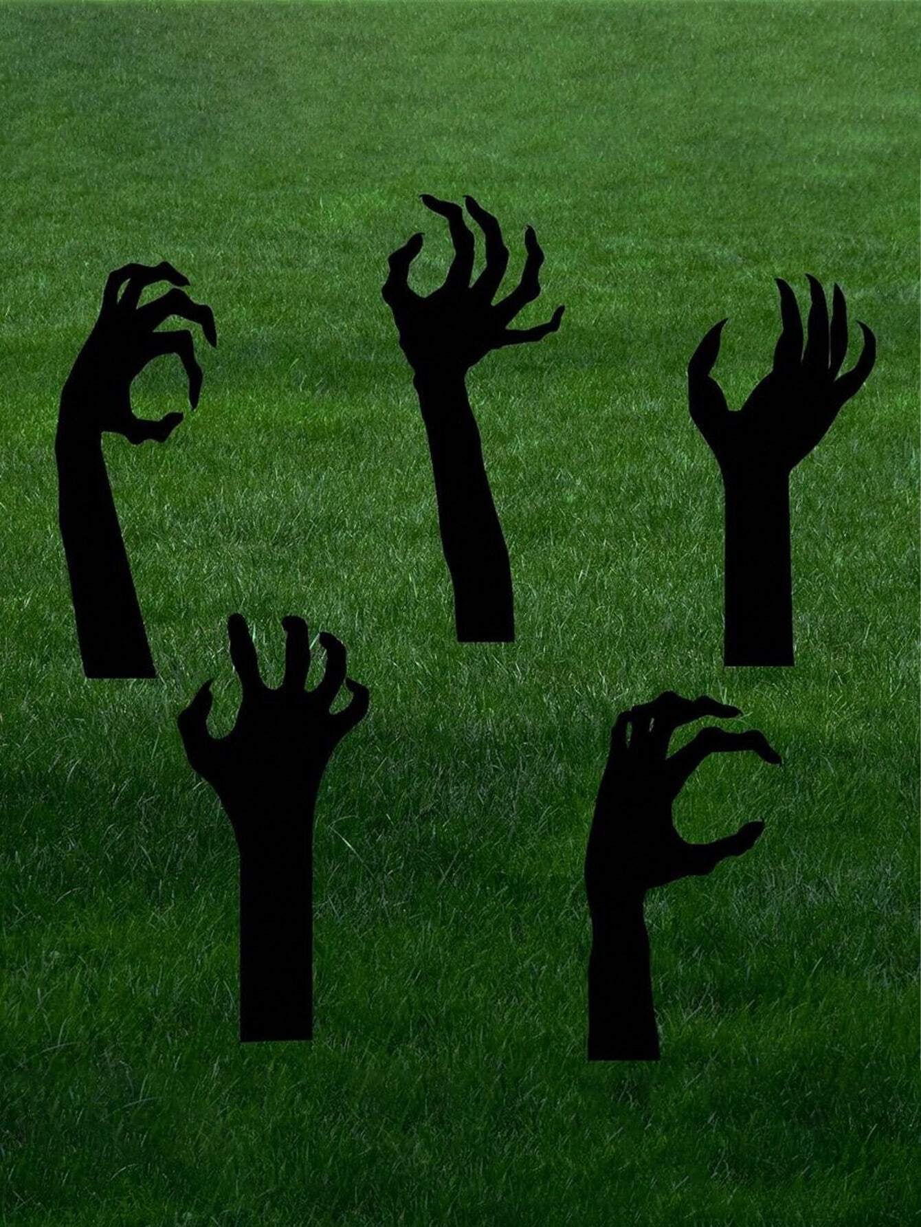 5PCS Scary Halloween Yard Decorations, Black Halloween Handmade Lawn Stakes, Suitable for Halloween Silhouette Yard Decorations, Halloween Sidewalk Signs, Outdoor Halloween Yard Decorations