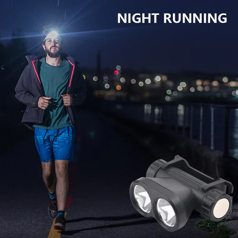 Bright Beam Far-Range Double-Head Usb-Powered Headlamp