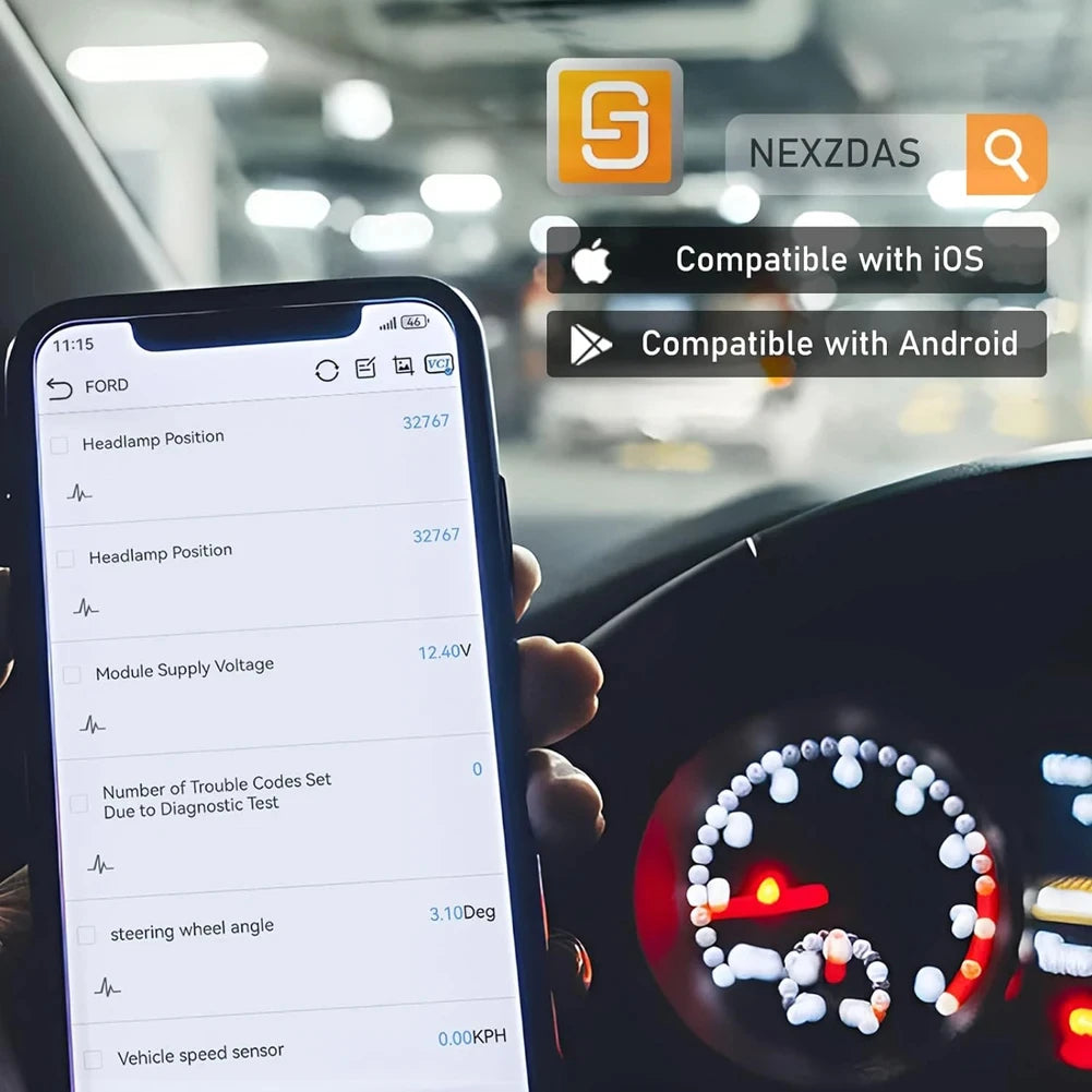 HUMZOR Z100 Car Full System Diagnosis Tool Bluetooth V5.2 Reader Erase Codes Live Data System Status OBD Scanner Multi-Language
