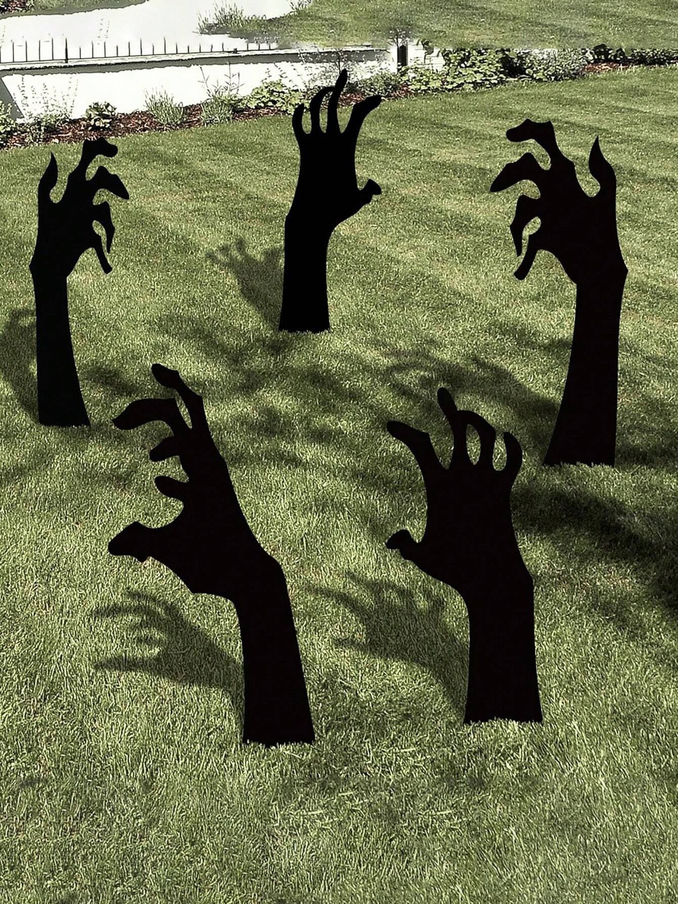 5PCS Scary Halloween Yard Decorations, Black Halloween Handmade Lawn Stakes, Suitable for Halloween Silhouette Yard Decorations, Halloween Sidewalk Signs, Outdoor Halloween Yard Decorations