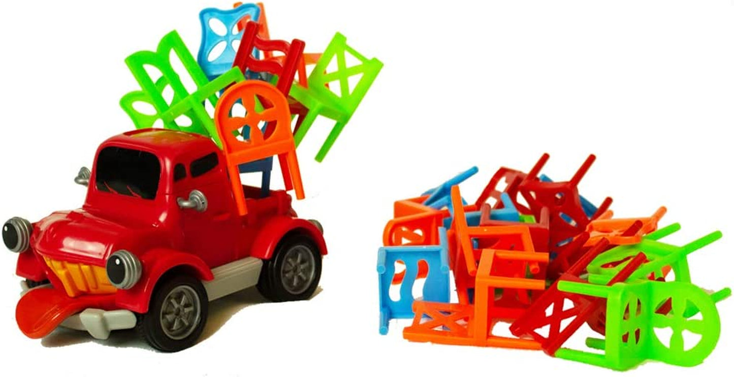 Pick-Up Pete | the Ultimate Chair Stacking Game! Perfect for Remote Family Home Entertainment, Stack Colorful Chairs on Pete the Motorized Pick-Up Truck