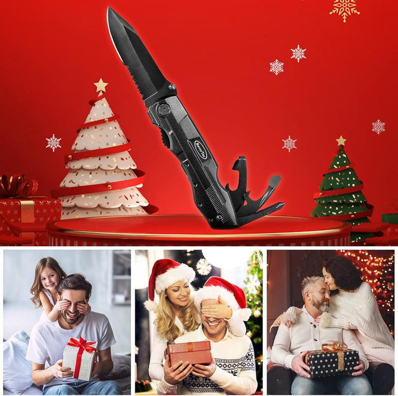 Rovertac Pocket Knife Multitool – 15-In-1 Folding Knife with Pliers, Screwdrivers & Bottle Opener – Multitool Knife with Safety Lock & Nylon Sheath for Camping, Hiking, Survival, EDC & Gifts for Men