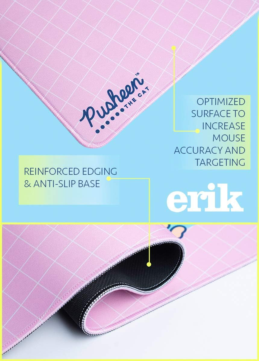XXL Mouse Pad - Pusheen Gifts for Cat Lovers | Gaming Desk Mat 31.5 X 13.8 Inches, Non-Slip Rubber Keyboard & Mouse Mat Large | Gaming Gifts Gamer