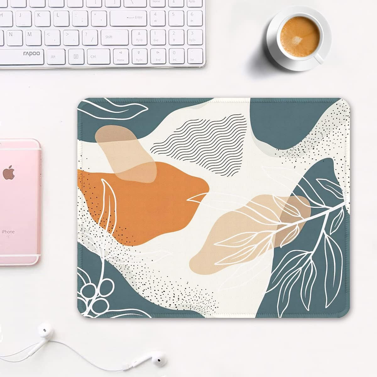 Mouse Pad, 12 X 10 in Abstract Art Theme Computer Mouse Pad for Desk, Premium-Textured Non-Slip Rubber Stitched Edges Waterproof Square Mouse Mat for Gaming Work Wireless Mice, Blue