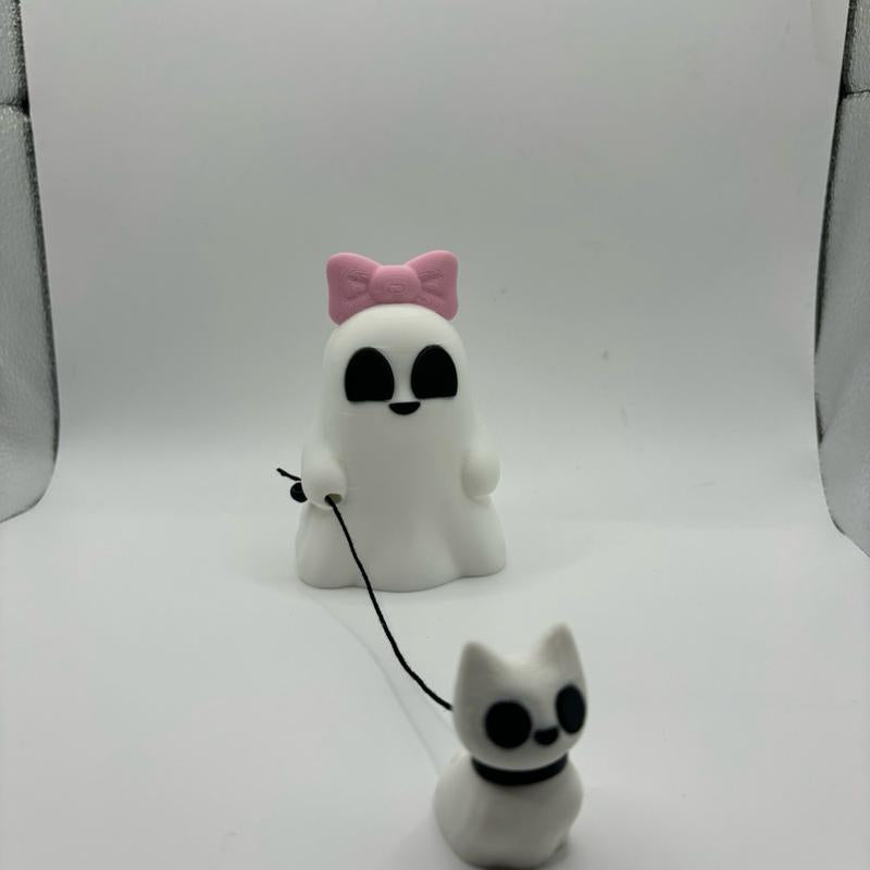 Cute Ghosts with Ghost Pets 3D Printed Figurines