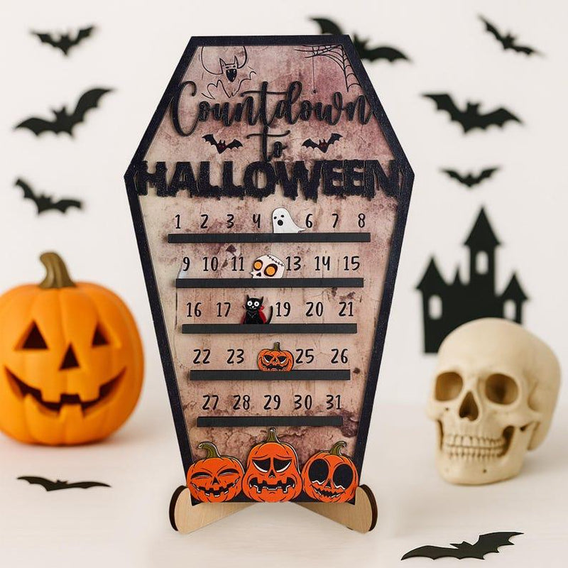 Halloween Countdown 2025 Calendar, Halloween Calendar, Halloween Advent Calendar, Coffee Bar Halloween Decor, Days Till Halloween, Coffin Decor, Fall Season Countdown