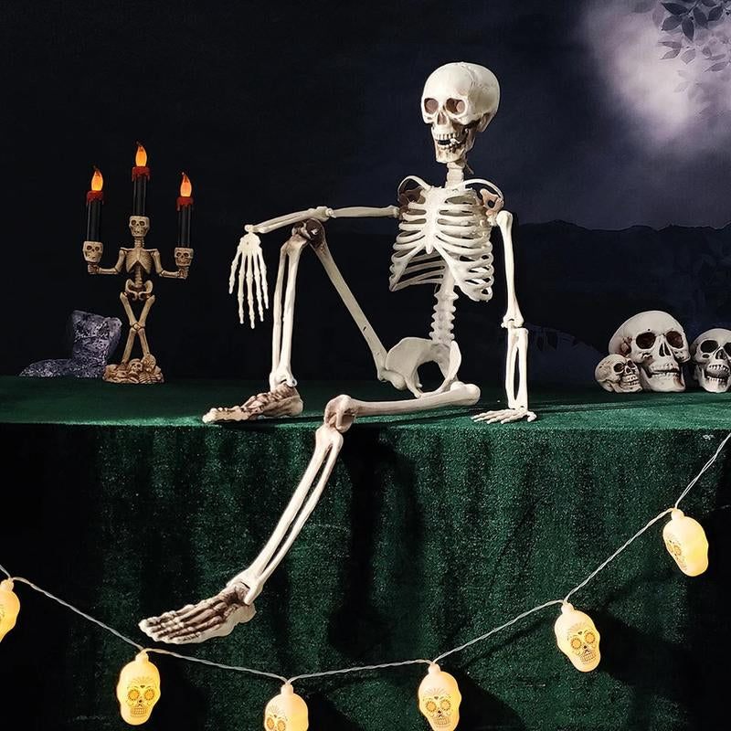 Large Halloween Skeleton Plastic Simulation Skull Skeleton Anatomical Skeleton Model Haunted House Bar Halloween Party Decoratio