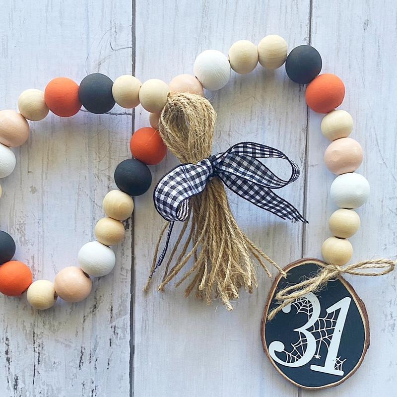 Halloween Farmhouse Beaded Garland, Halloween Decor, Ghost Decor, Halloween Beads