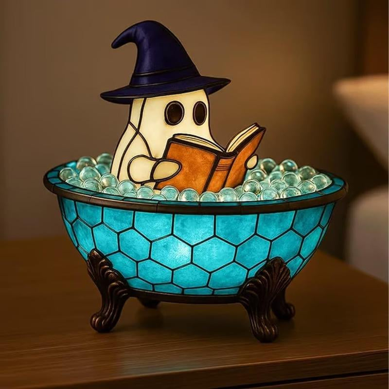 Ghost Bubble Bath Night Light – Halloween Handmade LED Lamp, Cute Spooky Decor for Bathtub & Party