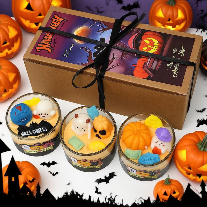 Halloween Candle Set, Spooky Ghost with Cute Pumpkins, Scented Candles, Halloween 3D Candles, Halloween Decoration , Gift, Fall Aromatherapy, Farmhouse Candles