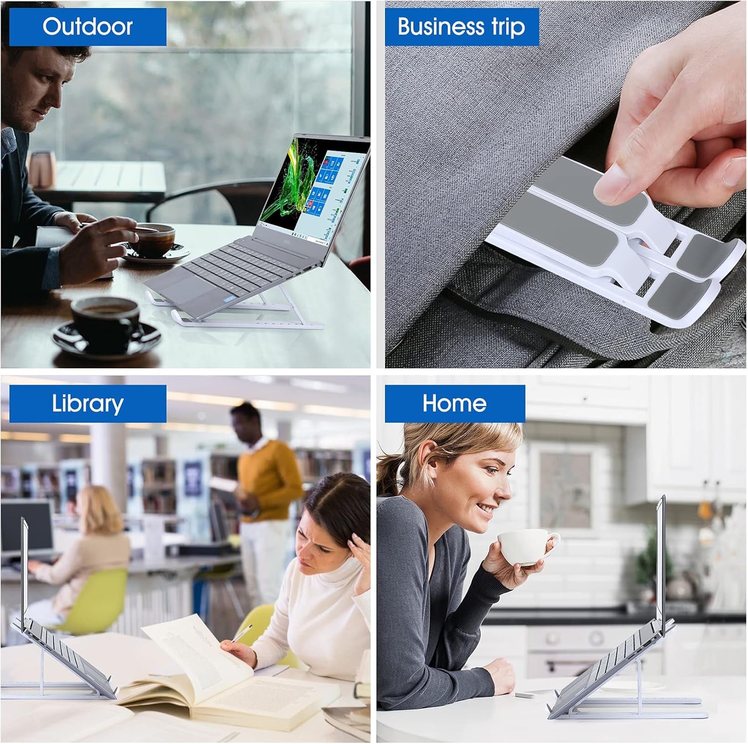 Portable Laptop Stand, 8 Angles Foldable Laptop Riser, Easy to Carry Computer Stand for Travel, Compatible with Macbook Air Pro, HP, Lenovo, Dell & All 10 to 15.6 Inches Laptops