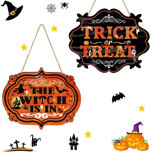 Halloween Hanging Sign, 2 Counts/Set Halloween Hanging Ornament, Halloween Decoration, Party Decoration, Home Decor, Room Decor