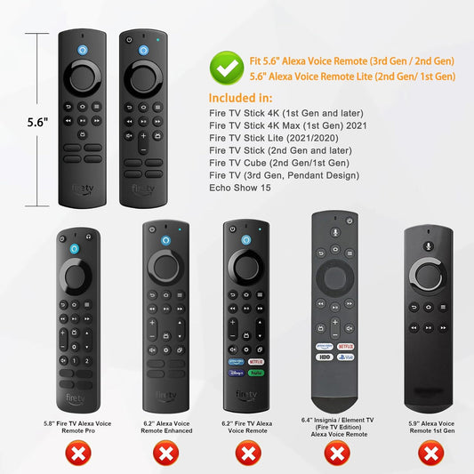 Remote Case for Fire TV Stick HD/4K/4K Max (1St Gen)/Fire TV Stick (3Rd Gen)/Lite - Anti-Slip Shockproof Silicone Cover for Alexa Voice Remote (2Nd & 3Rd Generation), Black