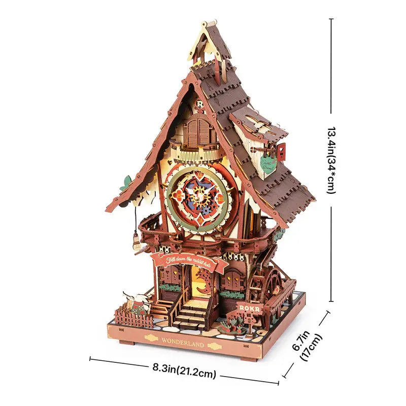 ROKR Colorful Cuckoo Clock Mechanical 3D Wooden Puzzle - LC901C | DIY Wooden Model Kit for Adults & Teens Robotime Global Store