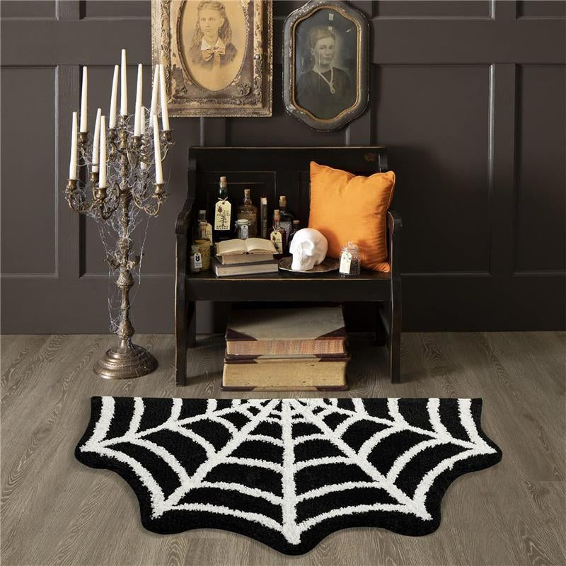 Spider Web Indoor Halloween Rug 2X3, Plush Cute Fun Bathroom Rugs Non Slip Kitchen Rug Washable, Halloween Throw Area Rugs
