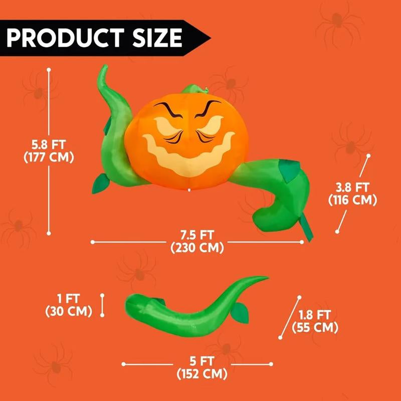 Halloween Window Decoration with Build-In Leds Halloween Inflatable Pumpkin Head with Tentacles Halloween Party Supplies Outside