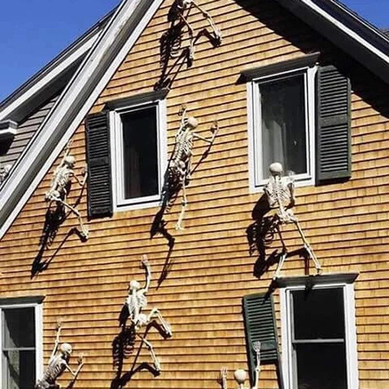 Halloween Movable Skeleton Plastic Realistic Human Full Body Skull Bones for Halloween Party Haunted House Graveyard Props Deco