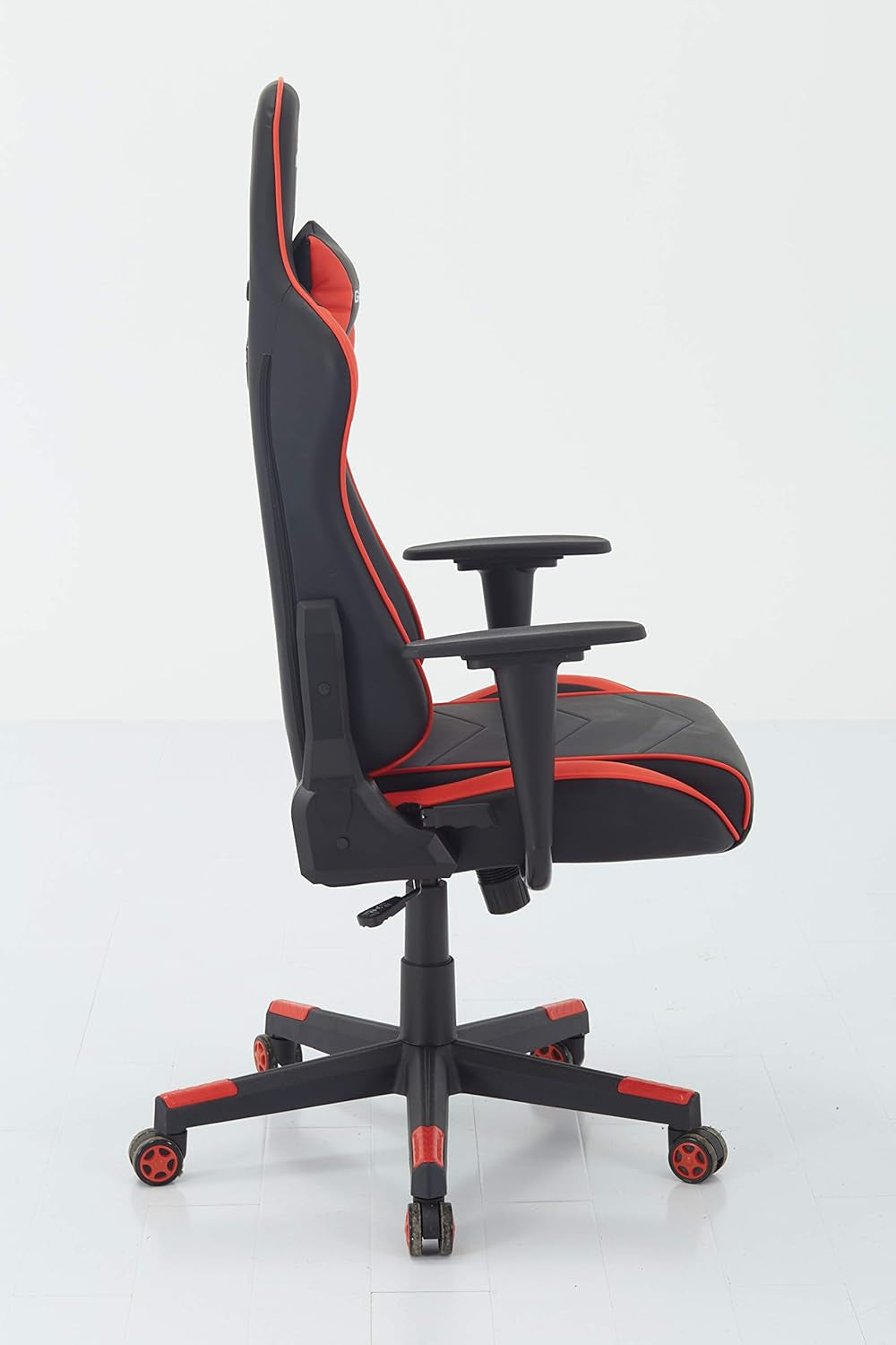 Swivel Gaming Chair Ergonomic High-Back Racing Style PU Leather Office Chair with Headrest and Lumbar Support and Adjustable Armrest (Galaxy - Black/Red)