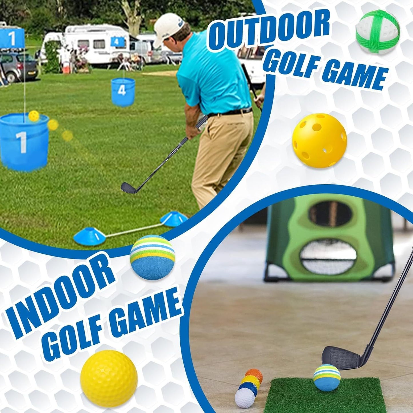 Golf Club Length Adjustable for Golf Bucket Backyard Game, Plastic Golf Clubs...