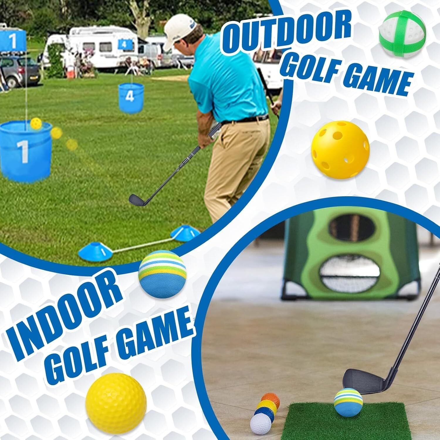 Golf Club Length Adjustable for Golf Bucket Backyard Game, Plastic Golf Clubs...