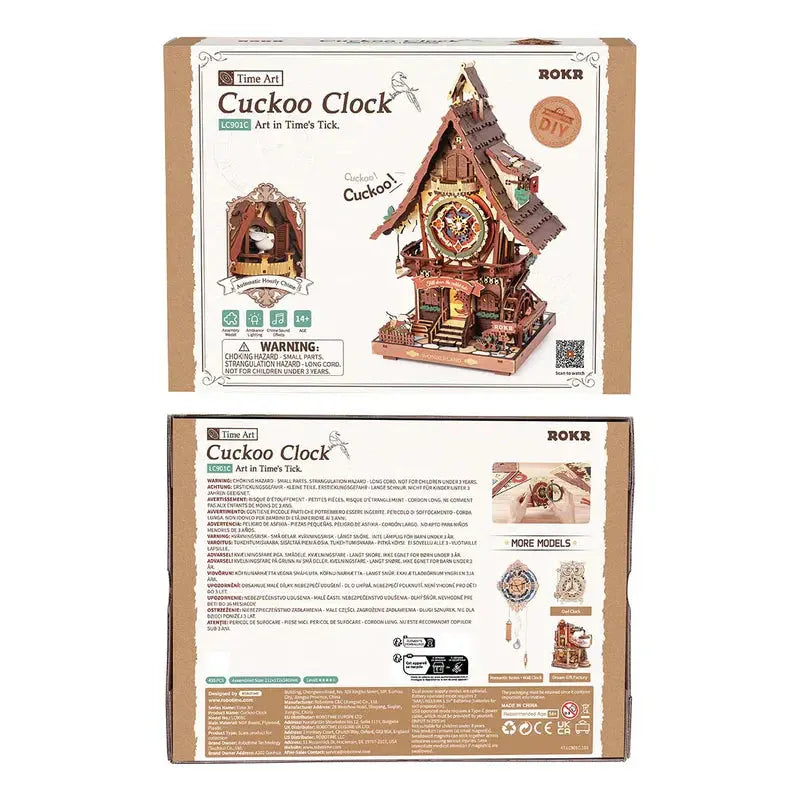 ROKR Colorful Cuckoo Clock Mechanical 3D Wooden Puzzle - LC901C | DIY Wooden Model Kit for Adults & Teens Robotime Global Store